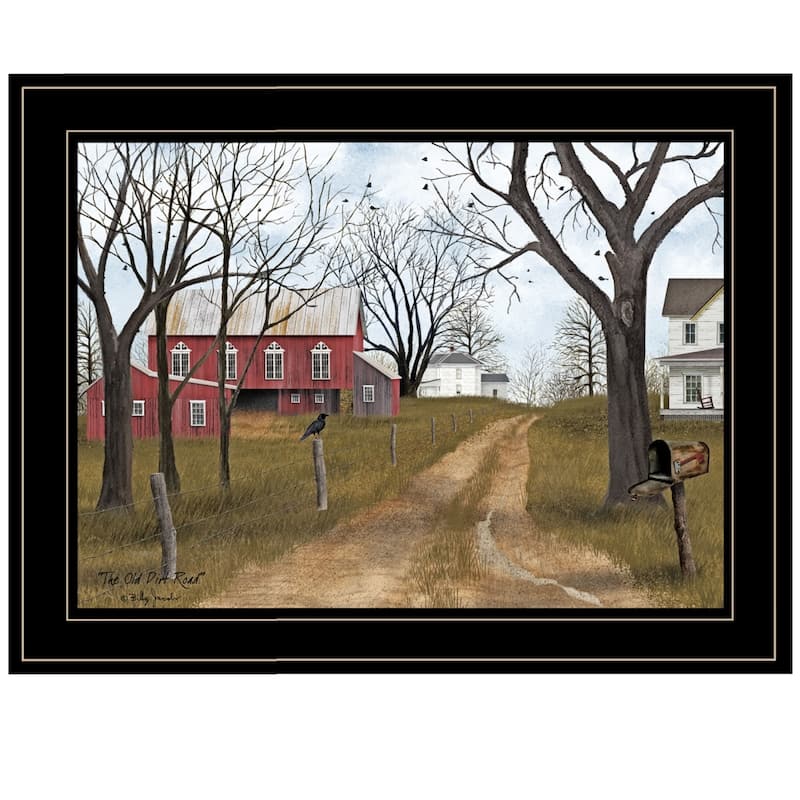 TrendyDecor4U Farmhouse "The Old Dirt Road" Framed Print Wall Art by Billy Jacobs - Earthtone