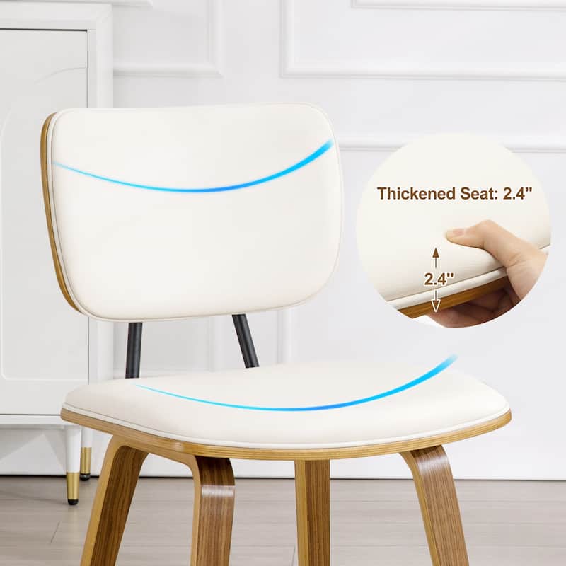 Faux Leather Upholstered Dining Chairs Set of 2/4 with Wood Legs - 32.3"H x 18.5"W x 21.8"D