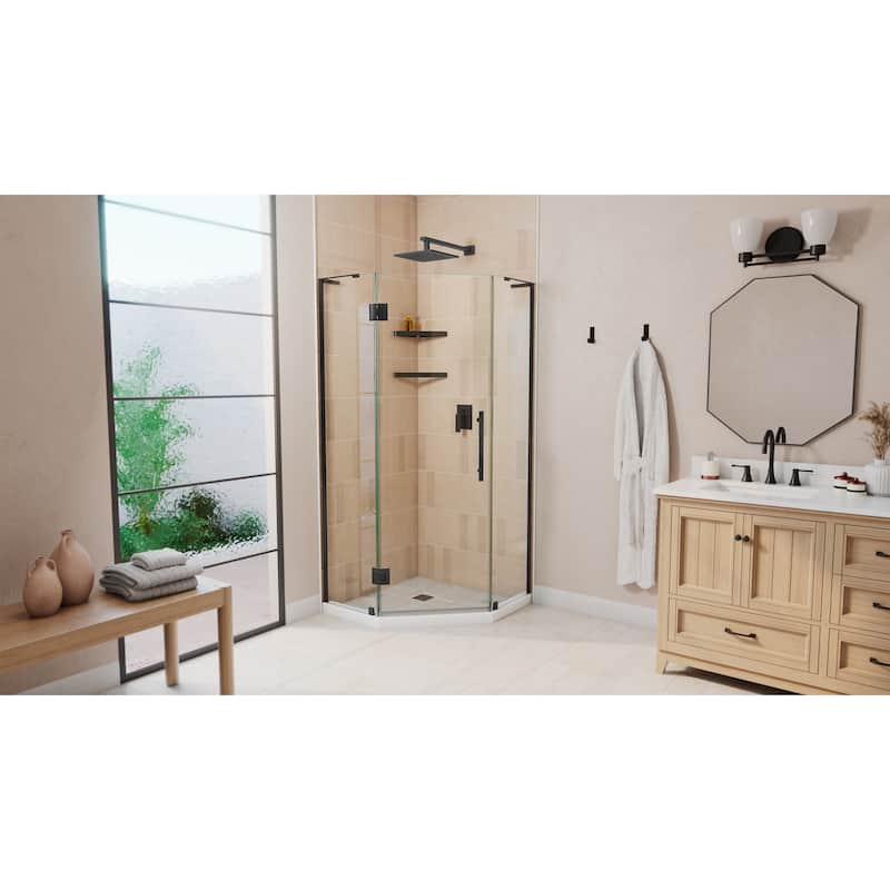 DreamLine Prism Plus 34 in. x 34 in. x 72 in. Frameless Hinged Shower Enclosure - 34" x 34" - 34" x 34"