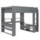 preview thumbnail 9 of 14, Dark Gray Full Size Solid Wood MDF Gaming Loft Bed with Desk, Multi-storage Shelves, LED and Charging Station