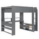 preview thumbnail 6 of 10, Full Wooden Loft Bed with Desk Storage Shelves LED & Charging Station-Grey