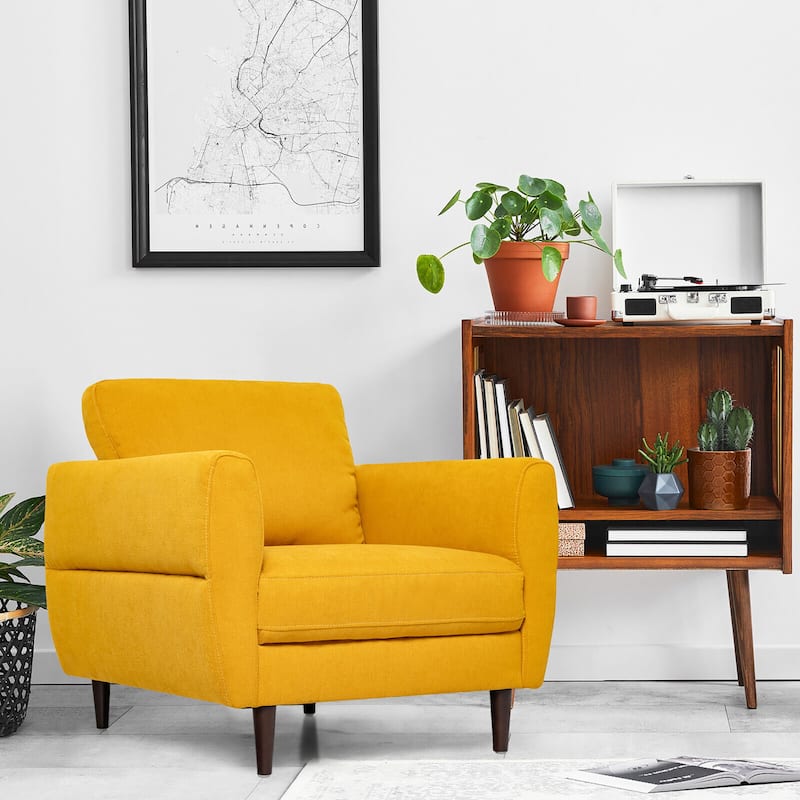 Gymax Modern Upholstered Accent Chair Single Sofa Armchair Living Room