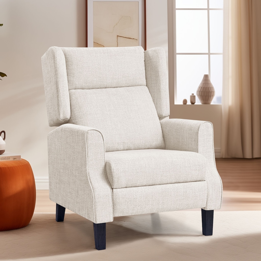 Subrtex Upholstered Classic Manual Wingback Recliner with Spindle Legs