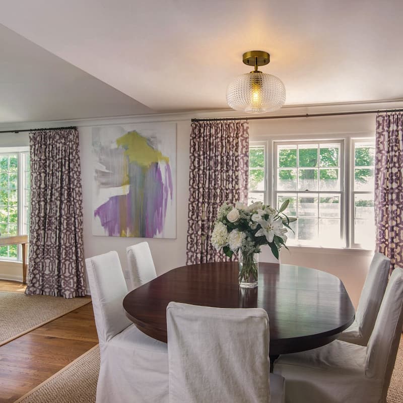 1-Light 9.84'' Globe Semi Flush Mount with Prismatic Glass