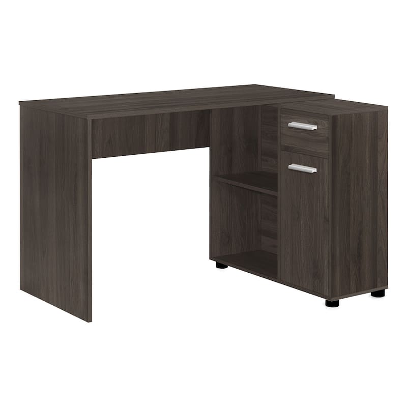 HomeRoots 46" Brown Wood L Shape Computer Desk With Two Drawers