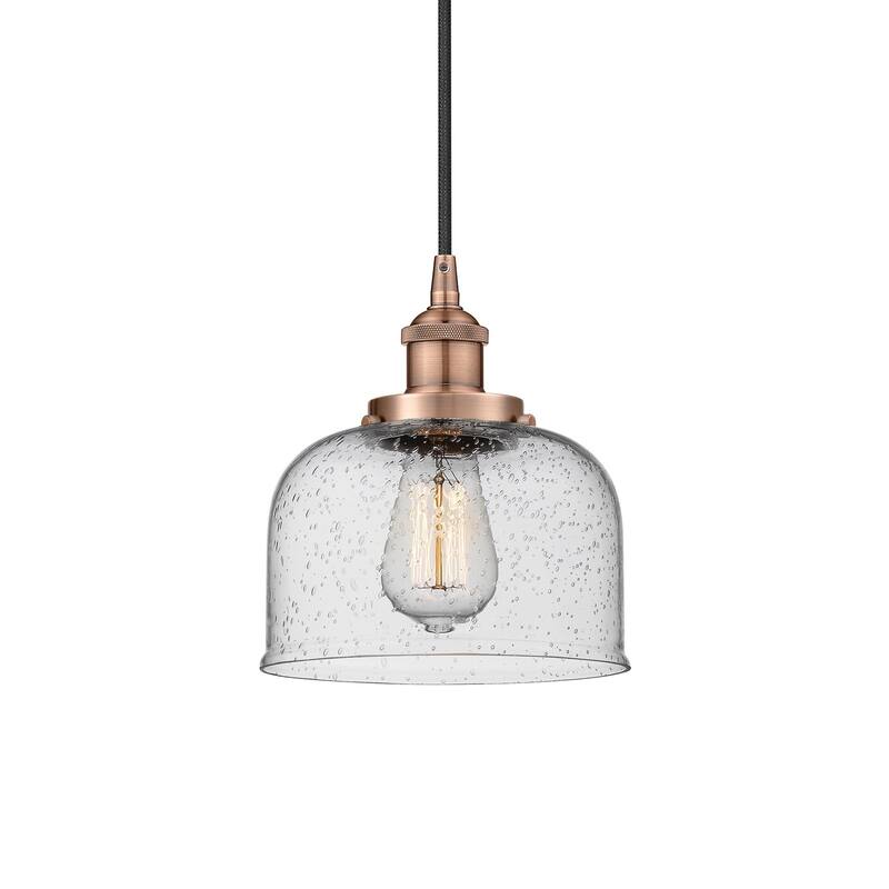Innovations Lighting 616-1PH-10-8 Bell Pendant Bell 8" Wide Mini - Antique Copper / Seedy