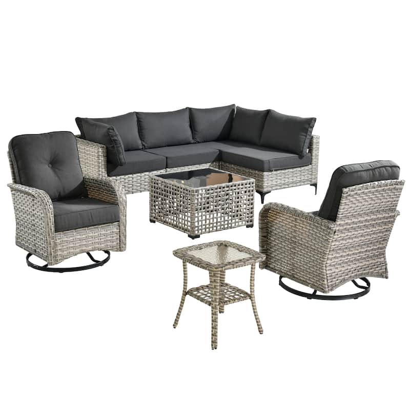 XIZZI 8-piece Patio Furniture Sectional Set with Swivel Chair