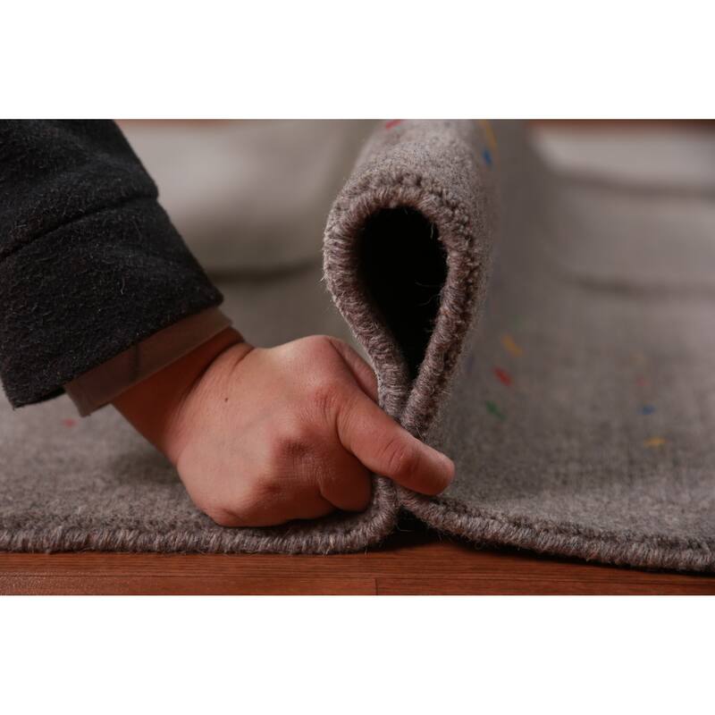 Tribal Gabbeh Indian Area Rug Handmade Grey Wool Carpet - 7'11" x 9'11"