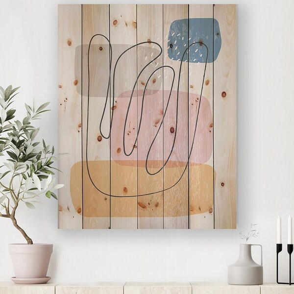 Designart 'Minimal Elementary Organic And Geometric Compostions XXXXXXXXV' Modern Print on Natural Pine Wood. Opens flyout.