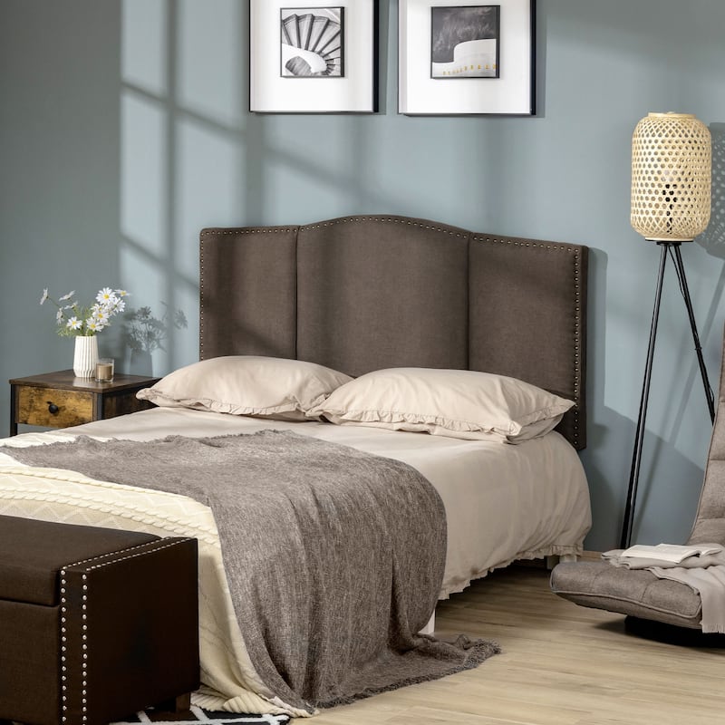HOMCOM Upholstered Headboard, Bedhead Board with Nail Head Trim, Home Bedroom Decoration for 58.25'' Bed