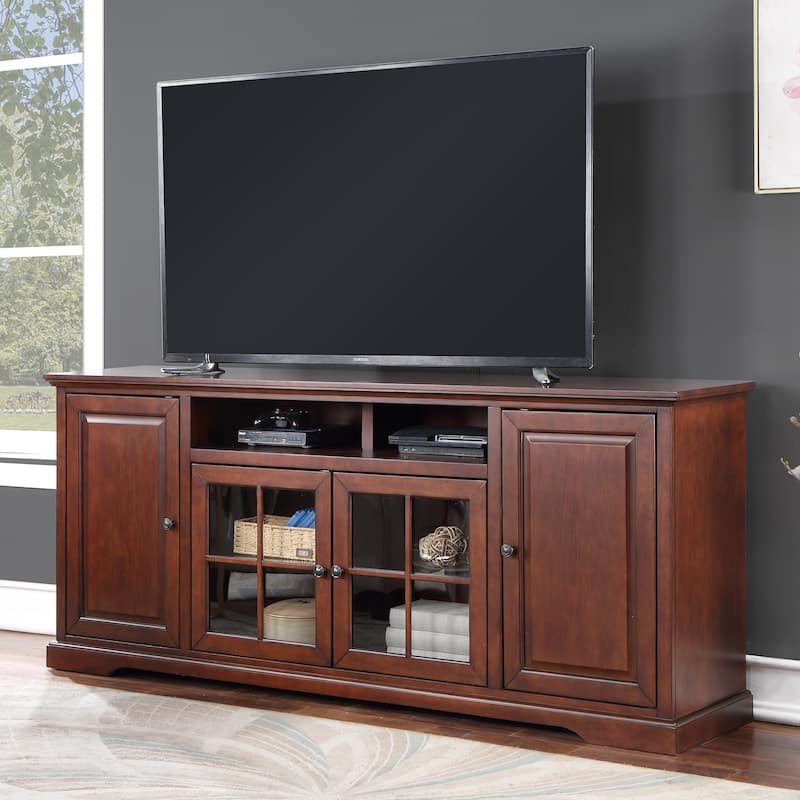 Bridgevine Home Classic 78 inch TV Stand Console for TVs up to 85 inches, No Assembly Required, Dark Cherry Finish