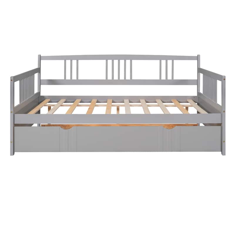 Pine Daybed with Trundle and Railing