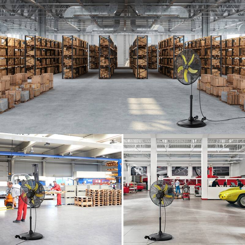 20" Industrial Oscillating Black 3-Speed Commercial Pedestal Fan