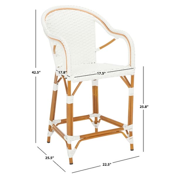 dimension image slide 2 of 5, SAFAVIEH California Outdoor Bistro 26-inch Counter Stool with Arms - 23" W x 26" D x 43" H
