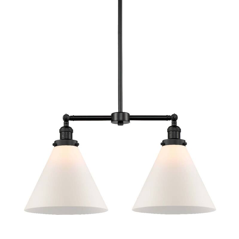Innovations Lighting X-Large Cone 2 Light 21" Wide Linear Chandelier - Matte Black / Matte White Cased