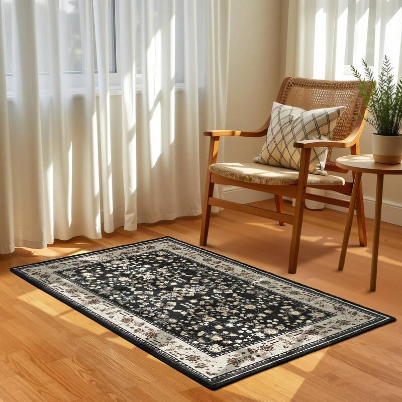 Floral Rugs for Entryway Machine Washable Area Rugs