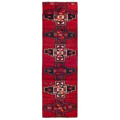 ECARPETGALLERY Hand-knotted Melis Vintage Red Wool Rug - 3'5 x 13'3