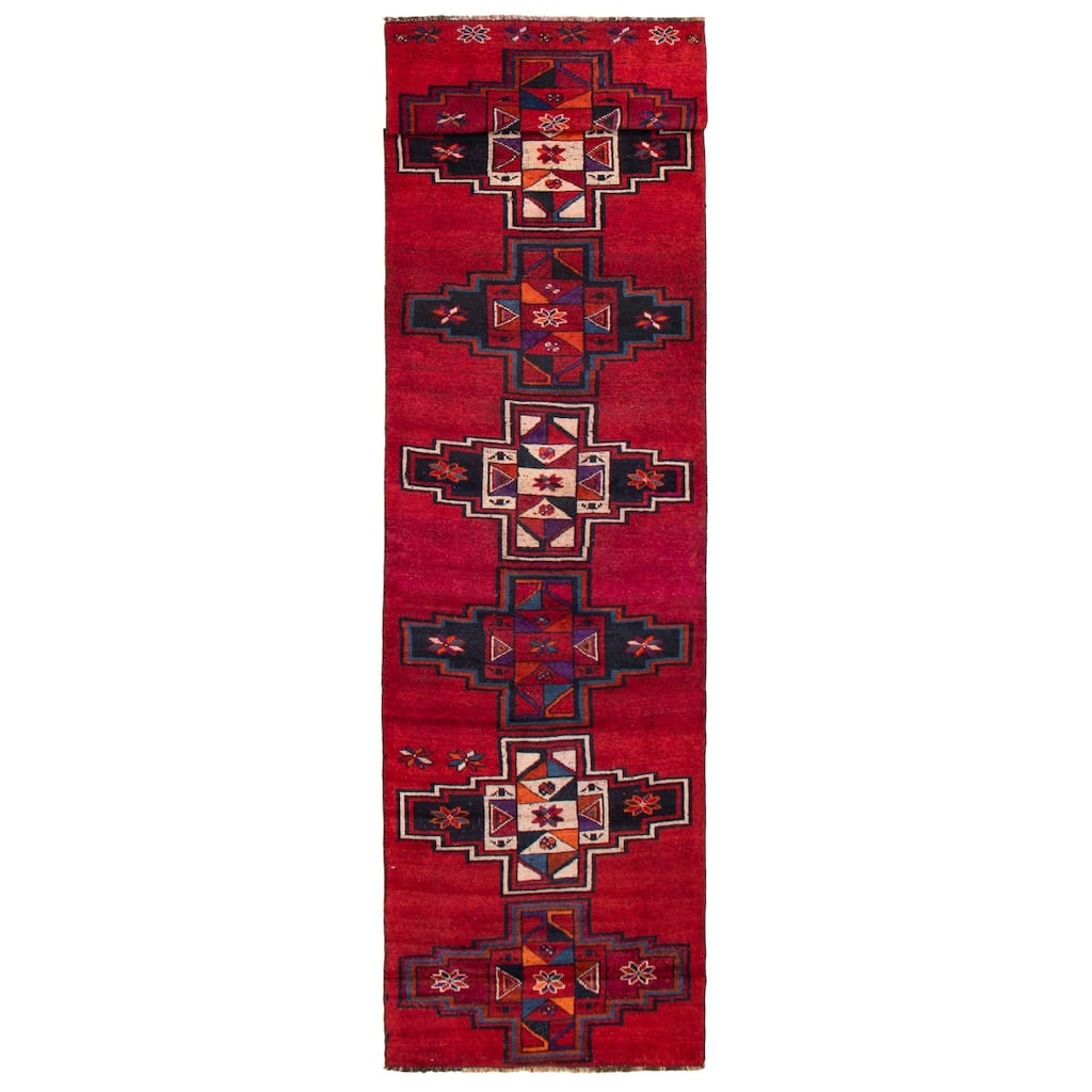 ECARPETGALLERY Hand-knotted Melis Vintage Red Wool Rug - 3'5 x 13'3