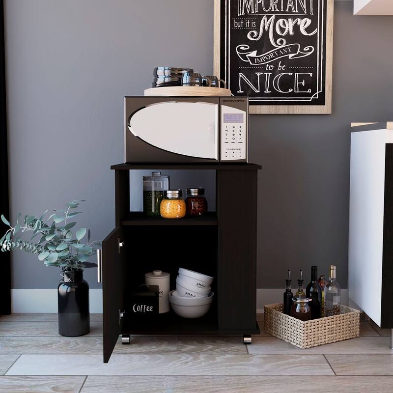 Spacious Kitchen Cart - Pantry Storage with Wheels - Black Wengue Finish