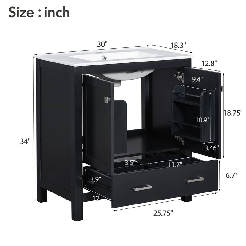 30" Bathroom Vanity with Single Sink