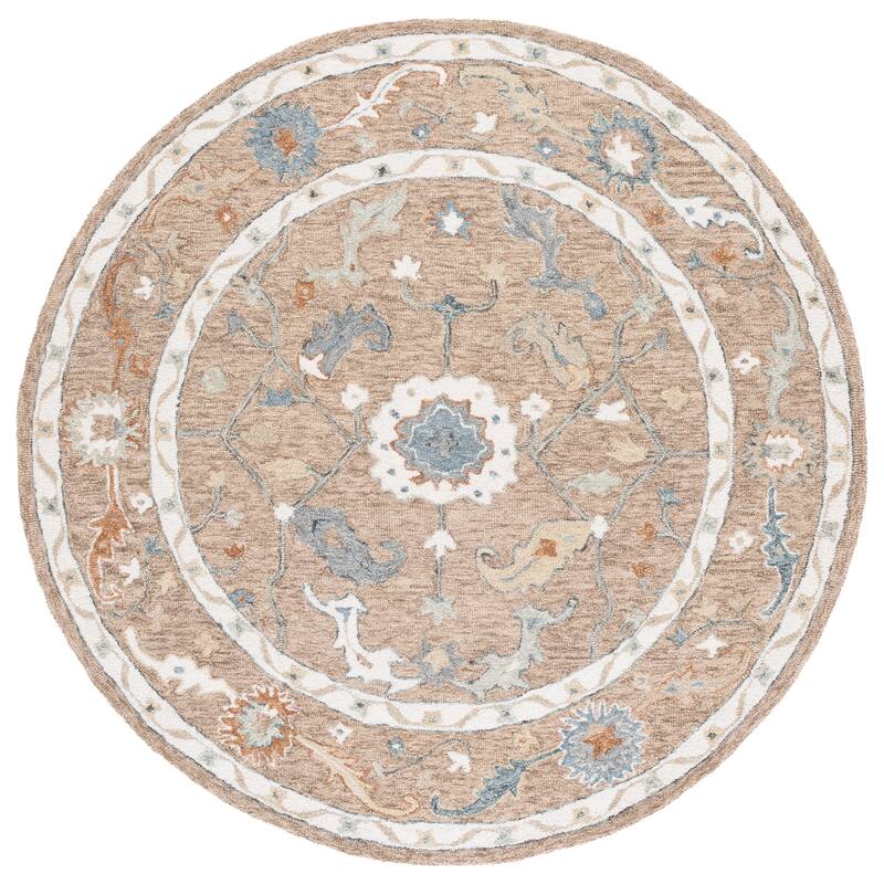 SAFAVIEH Handmade Metro Mabel Wool Rug - Beige/Rust - 6' Round