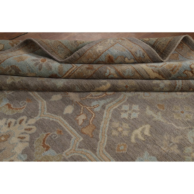Hand Knotted Oriental 100% Wool Carpet Transitional All-Over Greys & Charcoal Oushak Area Rug - 11' 8'' X 8' 2''