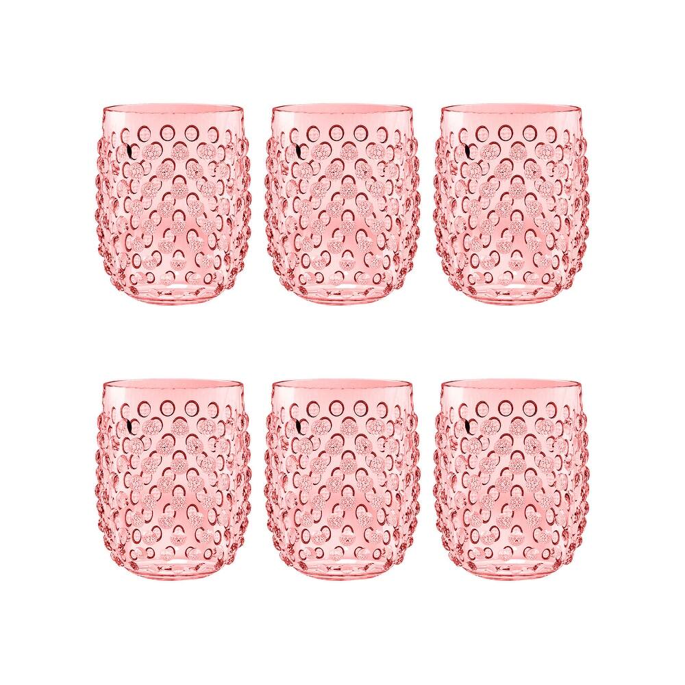 Abode Homewares Hobnail Acrylic Stemless Wine Glass - 15 oz - Set of 6