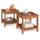 preview thumbnail 1 of 8, Gymax 2PCS 2-Tier Adirondack Side Table w/ Slatted Tabletop Storage Natural