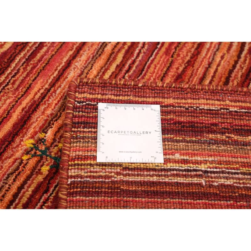 ECARPETGALLERY Hand Loomed Kashkuli Gabbeh Dark Copper Wool Rug - 4'11 x 7'11