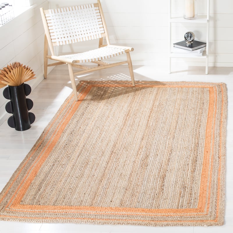SAFAVIEH Handmade Natural Fiber Averi Border Jute Rug - 9' x 12' - Orange/Natural