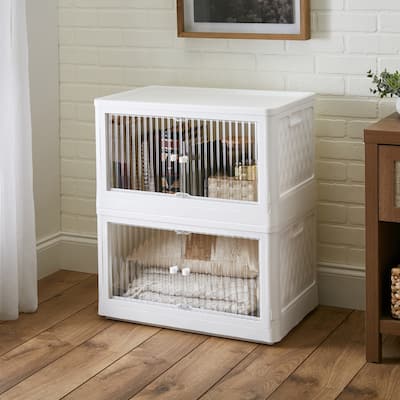 Simplify Stackable Storage Bin with Built in Wheels in White