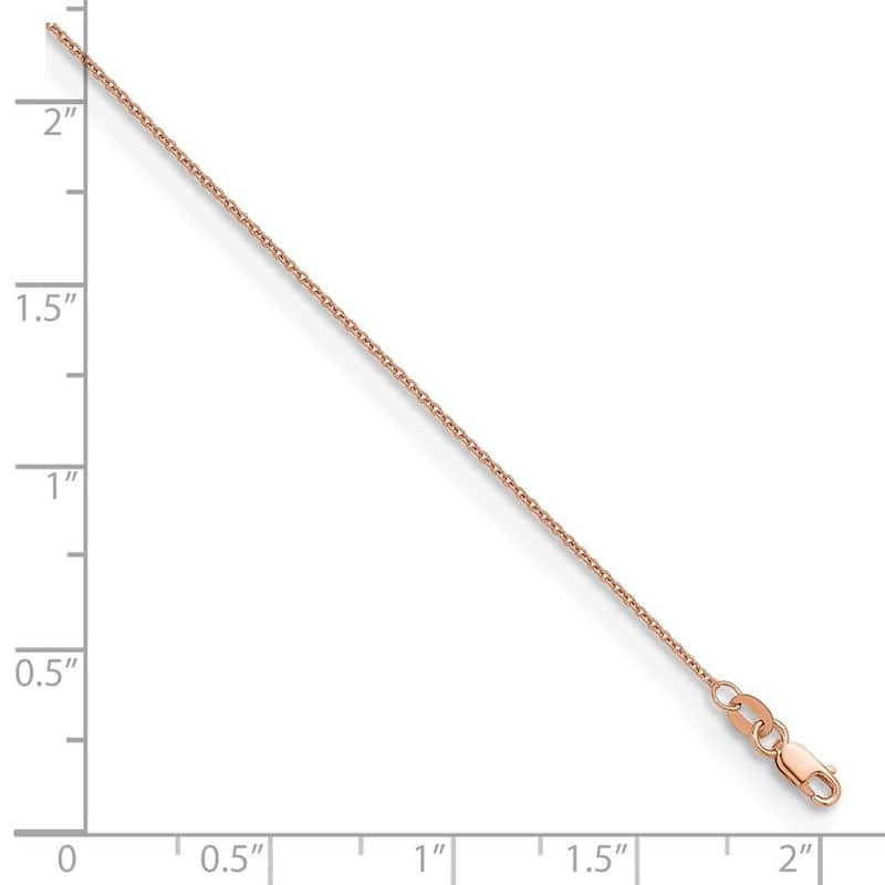 Curata Italian 14k Rose Gold 1.3mm Cable Chain Necklace For Women (Lobster)