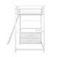 preview thumbnail 9 of 12, Twin Size Loft Kids Bed Frame with Desk, Shelves & Two Built-in Drawers, White