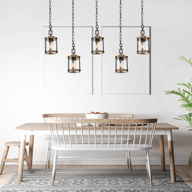 Farmhouse 1-Light Mini Seeded Glass Pendant Light for Kitchen Island
