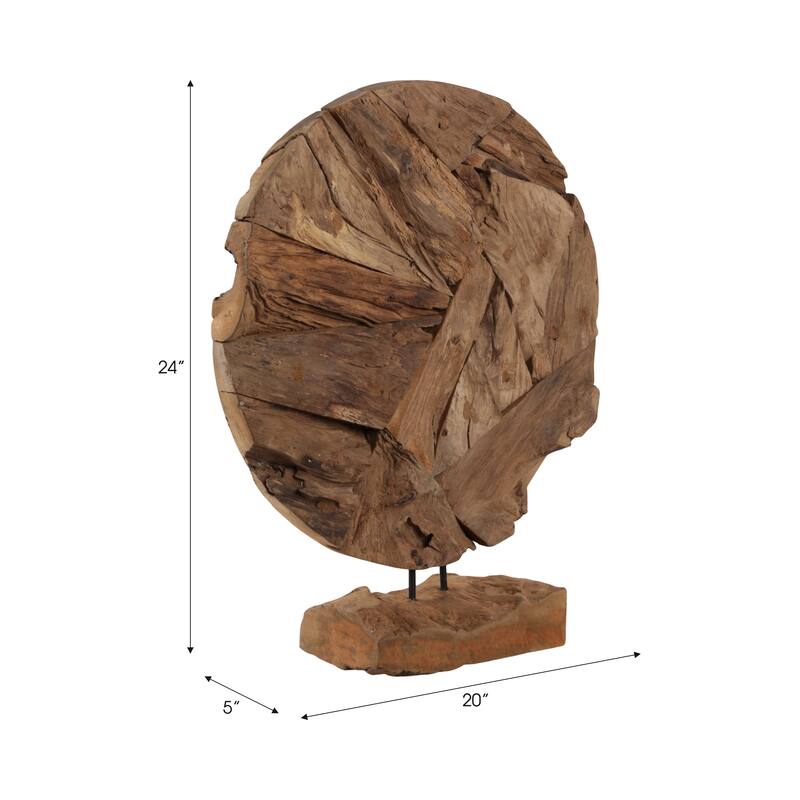 Rustic Wood Geometric Sculpture Decorative Accent - 24" Brown - 20" x 5" x 24"
