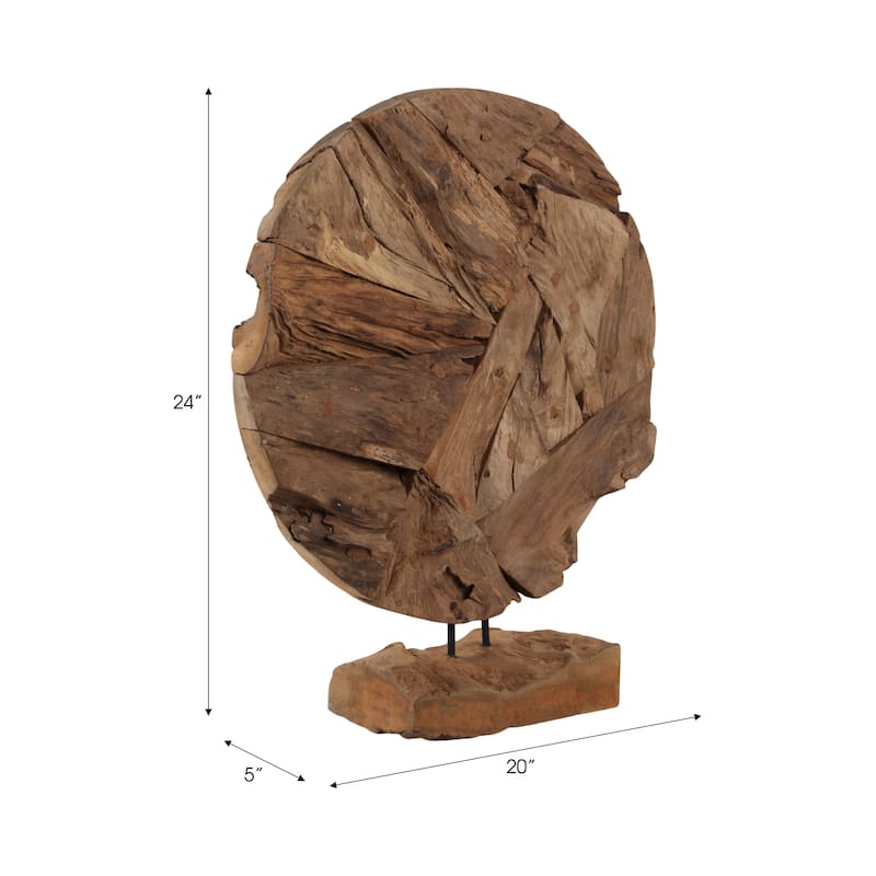 Rustic Wood Geometric Sculpture Decorative Accent - 24" Brown - 20" x 5" x 24"