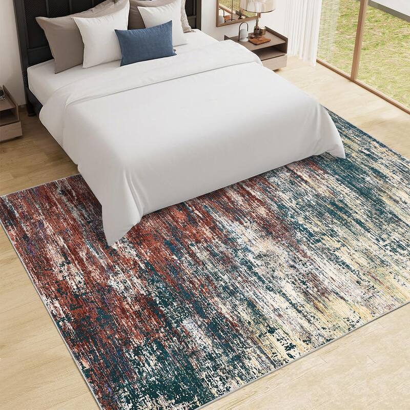 Area Rug Living Room Rugs Modern Abstract Soft Indoor Rug Low Pile Non Slip Accent Carpet