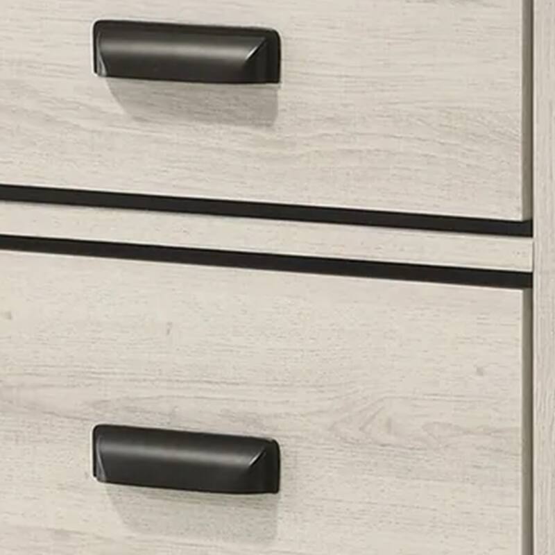 Lei Bedroom Nightstand with 2 Drawers, Distressed White Wood