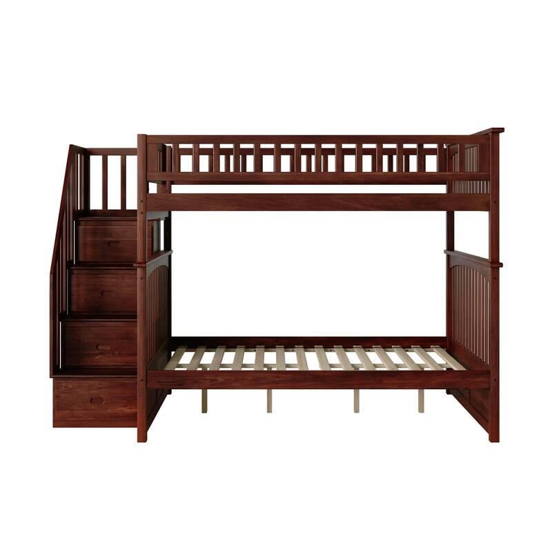 Columbia Staircase Bunk Bed Full over Full in Walnut