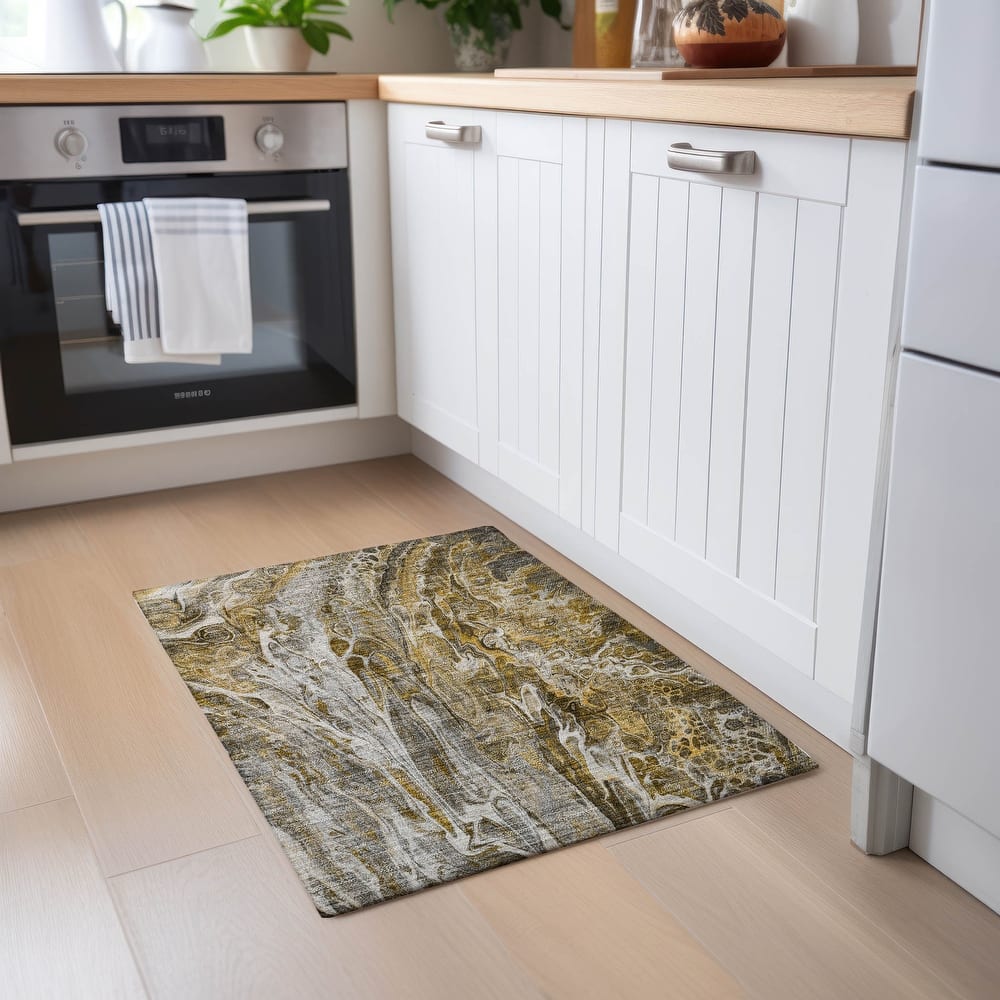 Machine Washable Indoor/ Outdoor Chantille Abstract Modern Rug