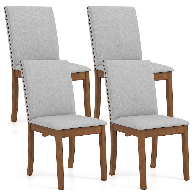 Costway Upholstered Dining Chairs Set of 2/4 with Nailhead Trim Rubber - See Details - Set of 4