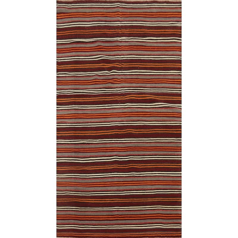 Hand Woven Oriental 100% Wool Carpet Southwestern Geometric Multi-Colored Kilim Area Rug - 10' 8'' X 5' 0''
