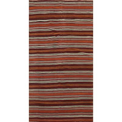 Hand Woven Oriental 100% Wool Carpet Southwestern Geometric Multi-Colored Kilim Area Rug - 10' 8'' X 5' 0''
