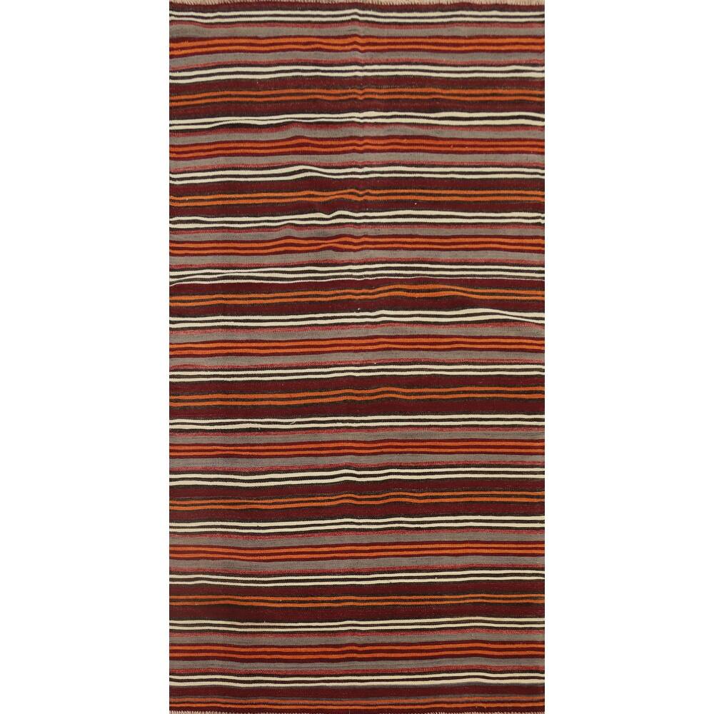 Hand Woven Oriental 100% Wool Carpet Southwestern Geometric Multi-Colored Kilim Area Rug - 10' 8'' X 5' 0''