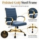 preview thumbnail 6 of 14, Benmar Ribbed PU Leather Office Chair - Ergonomic Swivel Desk Chair - Chrome Gold Steel Base Executive Computer Seat