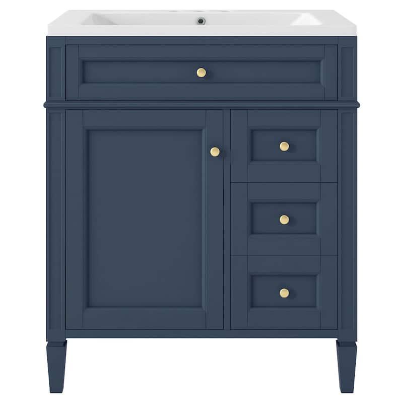 30 inch MDF Freestanding Bathroom Vanity Set with Integrated Sink and Drawers - 30" x 18"