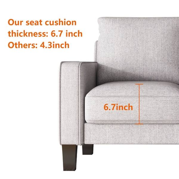 3 Seats Sofa Polyester Lshape Sectional Sofa with Convertible Ottoman