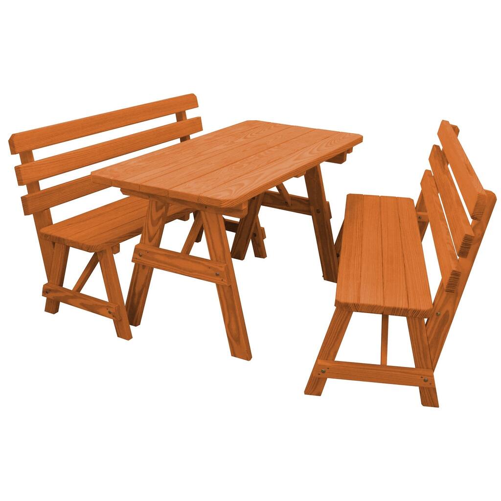 Cedar 5' Picnic Table with 2 Backed Benches