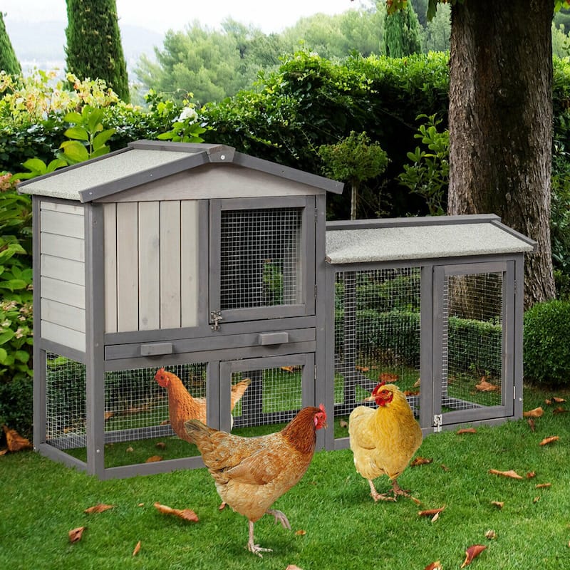 58" Wooden Rabbit Hutch Large Chicken Coop Weatherproof