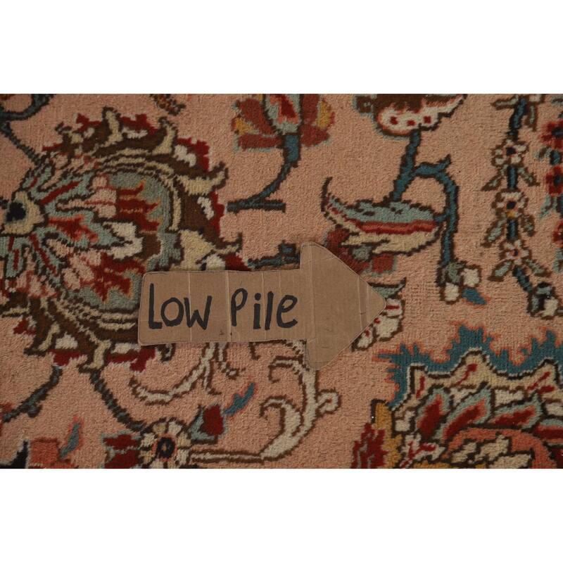 Hand Knotted Oriental 100% Wool Carpet Traditional All-Over Peach Tabriz Area Rug - 11' 2'' X 7' 7''